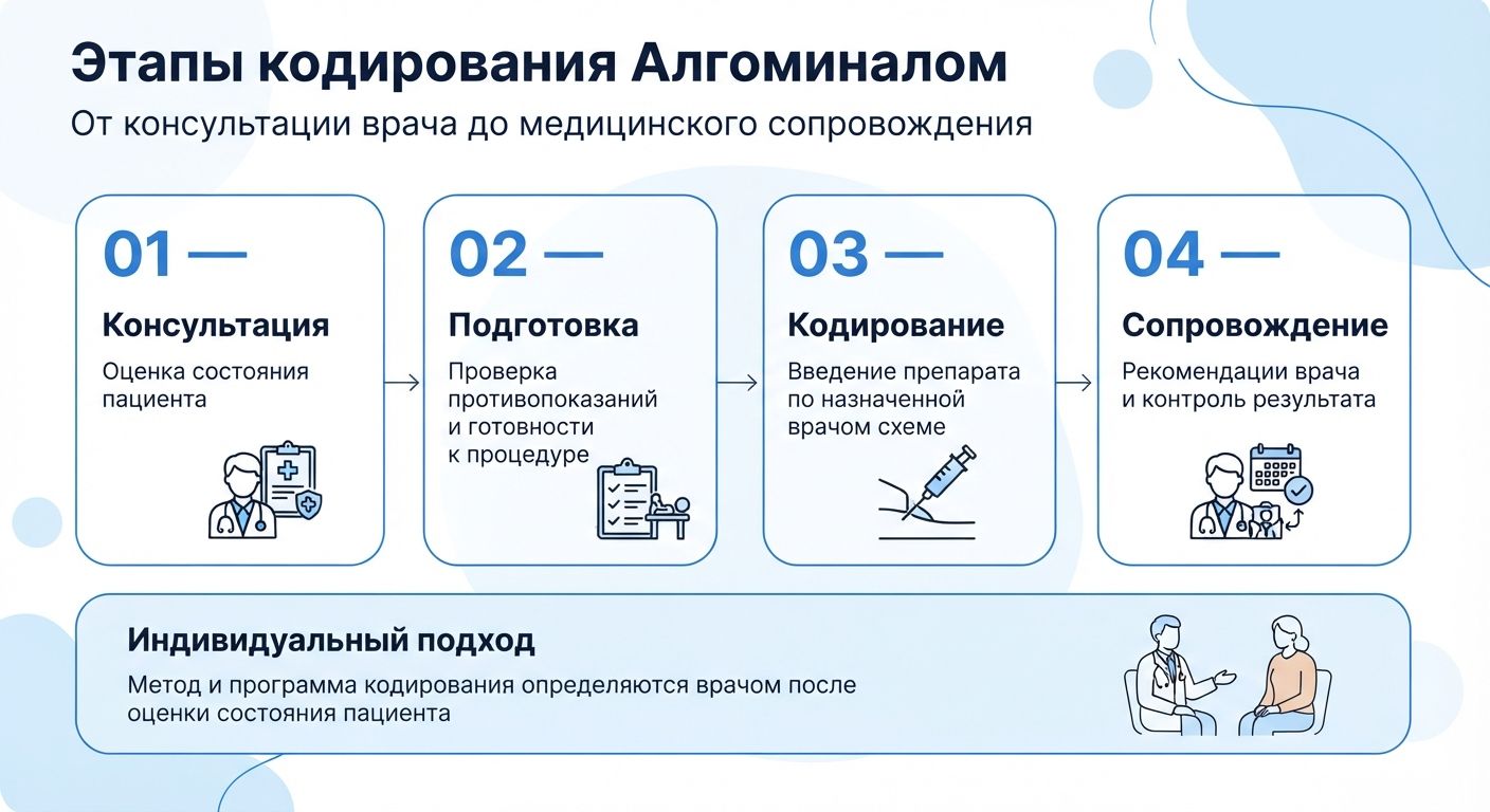 Кодирование препаратом «Алгоминал» в Макеевке инфографика